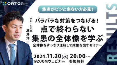 集患がピンと来ない方必見！ バラバラな対策をつなげる！点で終わらない集患の全体像を学ぶ 全体像をすっきり理解して成果を出すセミナー