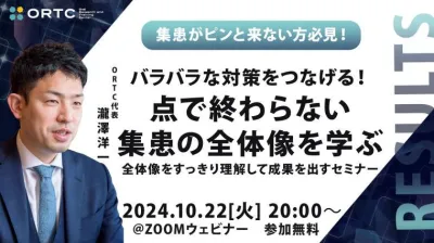 集患がピンと来ない方必見！ バラバラな対策をつなげる！点で終わらない集患の全体像を学ぶ 全体像をすっきり理解して成果を出すセミナー